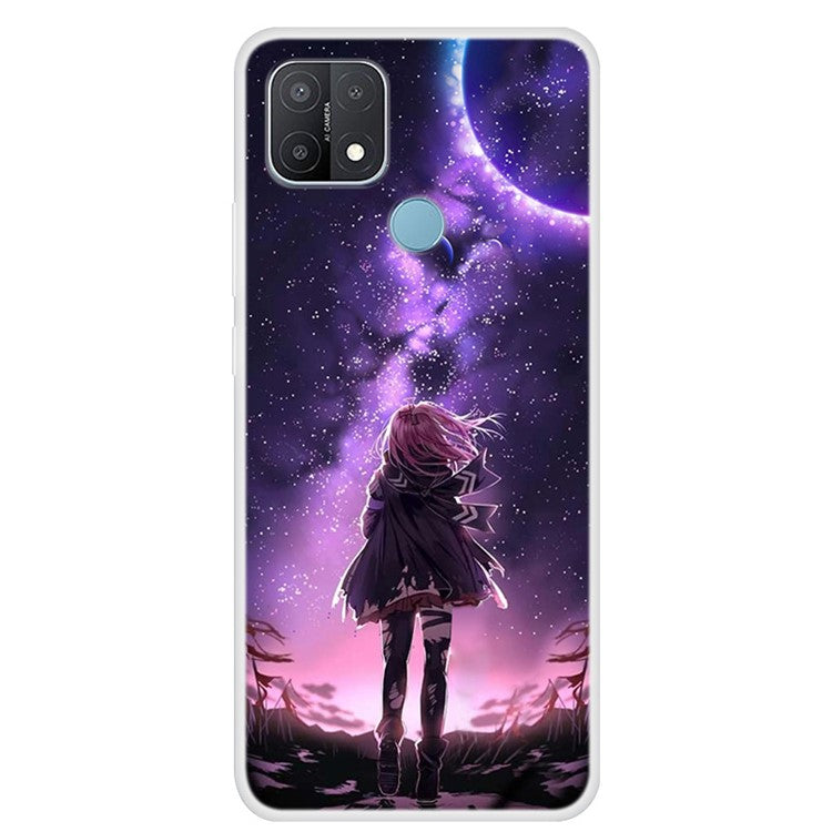 Pattern Printing TPU Phone Back Case for Oppo A15 - Girl