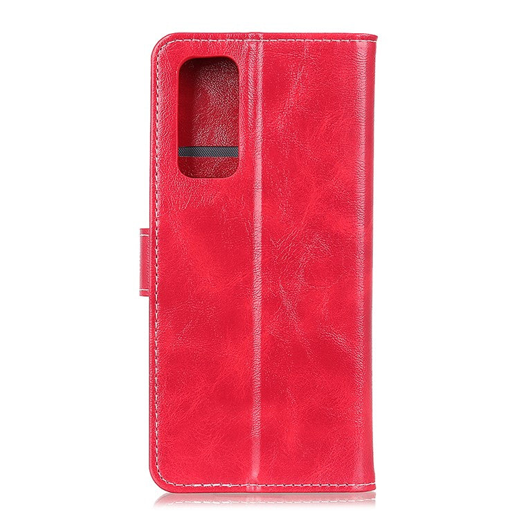 Retro Style Crazy Horse Texture Leather Phone Cover with Wallet Stand Design for Oppo Reno5 Pro Plus 5G/Find X3 Neo - Red