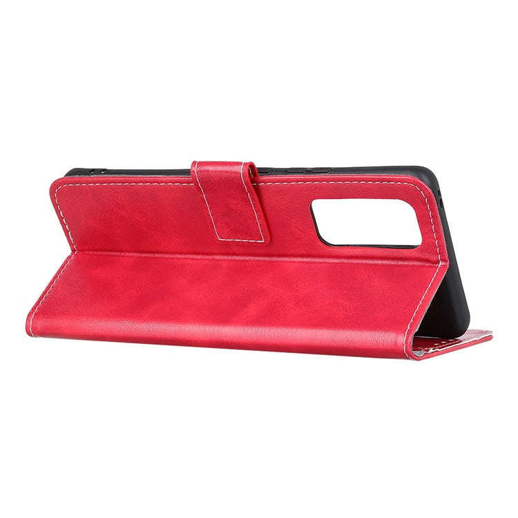 Retro Style Crazy Horse Texture Leather Phone Cover with Wallet Stand Design for Oppo Reno5 Pro Plus 5G/Find X3 Neo - Red