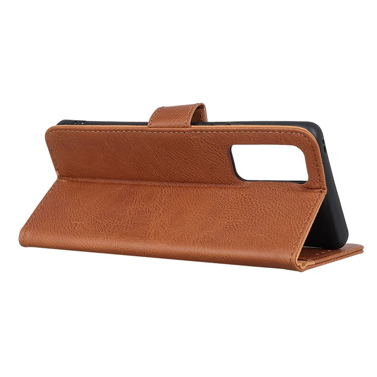 KHAZNEH Retro Style Leather Protector Case Cover for Oppo Reno5 Pro Plus 5G/Find X3 Neo Folio Flip Wallet Stand Case - Brown