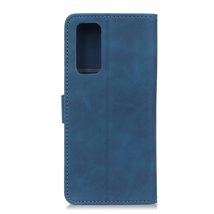 KHAZNEH Retro Style Folio Flip Leather Mobile Phone Wallet Stand Cover Case for Oppo Reno5 Pro Plus 5G/Find X3 Neo - Blue