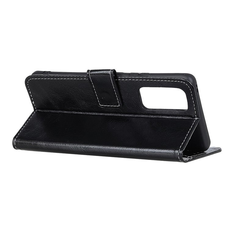 Retro Style Wallet Stand Design Leather Phone Cover Case for Oppo Reno5 5G/Find X3 Lite Crazy Horse Texture Leather Case - Black