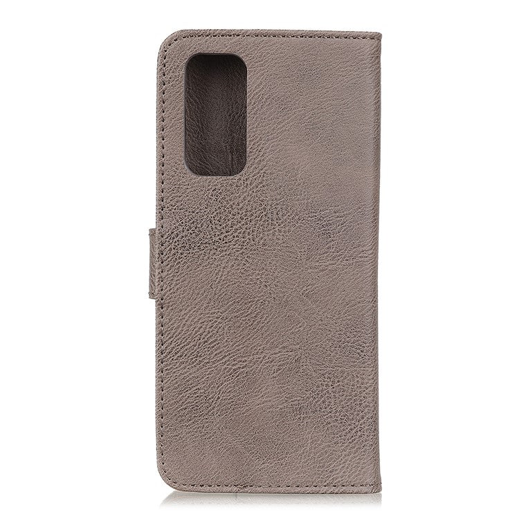 KHAZNEH Retro Style Folio Flip Leather Protector Wallet Stand Case Cover for Oppo Reno5 5G/Find X3 Lite - Khaki