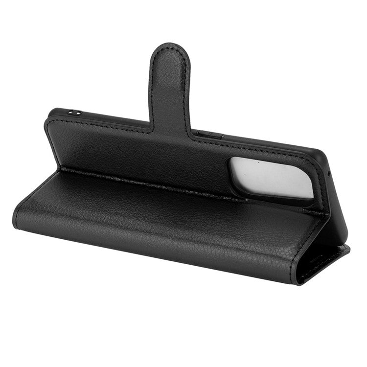 Litchi Texture Leather Phone Protective Cover with Wallet Stand Design for Oppo Reno5 5G/Reno5 4G/Reno5 K/Find X3 Lite - Black