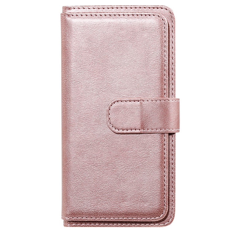 KT Multi-functional Series-1 Quality Leather Wallet Design Cover Shell with 10 Card Slots for Realme 7i (Global) / Realme C17 - Rose Gold