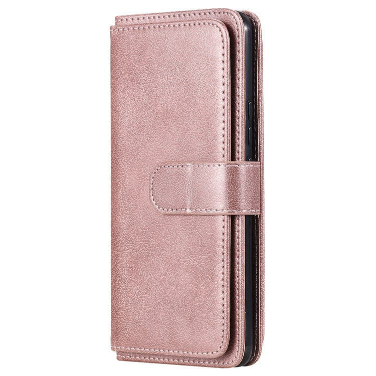 KT Multi-functional Series-1 Quality Leather Wallet Design Cover Shell with 10 Card Slots for Realme 7i (Global) / Realme C17 - Rose Gold