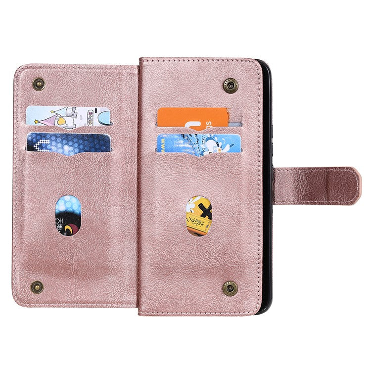 KT Multi-functional Series-1 Quality Leather Wallet Design Cover Shell with 10 Card Slots for Realme 7i (Global) / Realme C17 - Rose Gold
