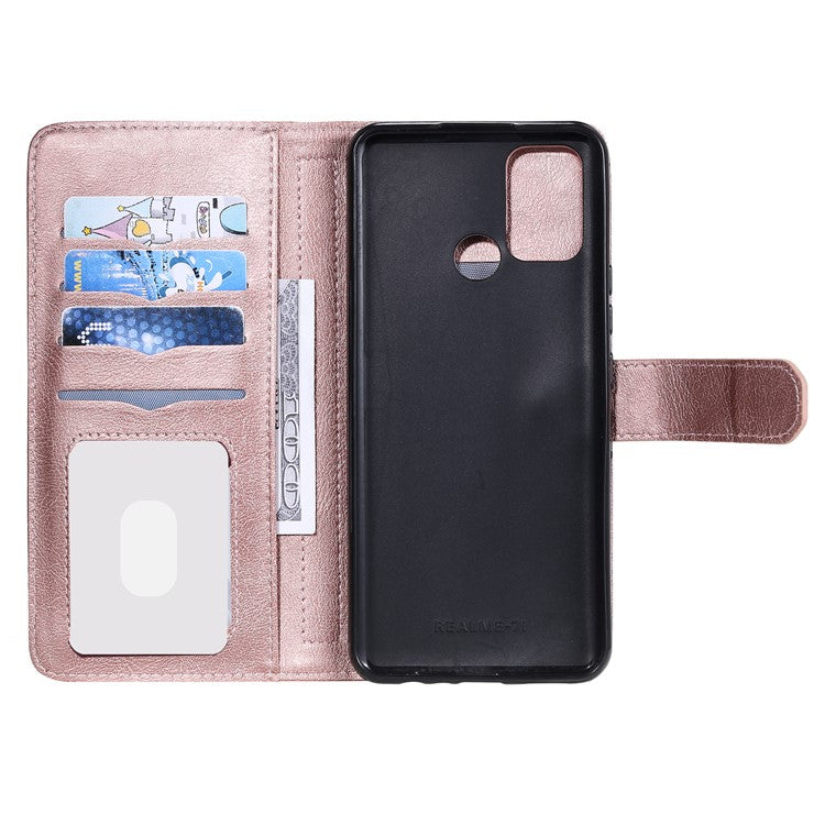KT Multi-functional Series-1 Quality Leather Wallet Design Cover Shell with 10 Card Slots for Realme 7i (Global) / Realme C17 - Rose Gold