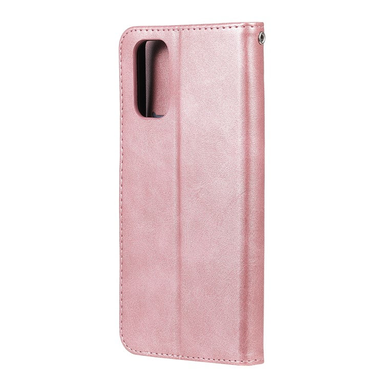 Zipper Pocket Leather Wallet Stand Case for Realme 7 Pro - Rose Gold