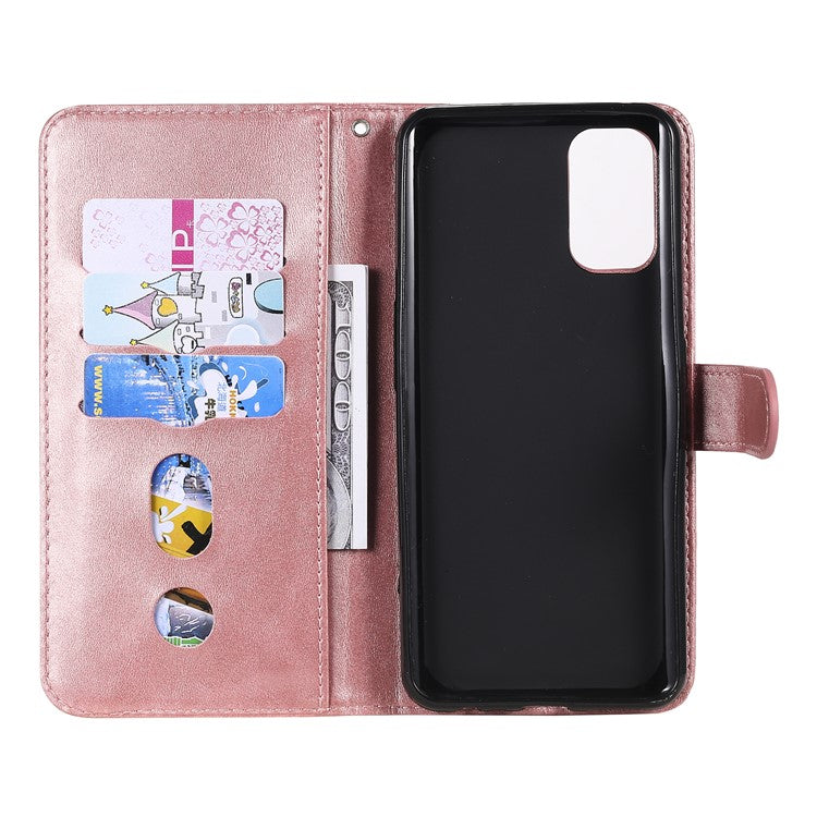 Zipper Pocket Leather Wallet Stand Case for Realme 7 Pro - Rose Gold