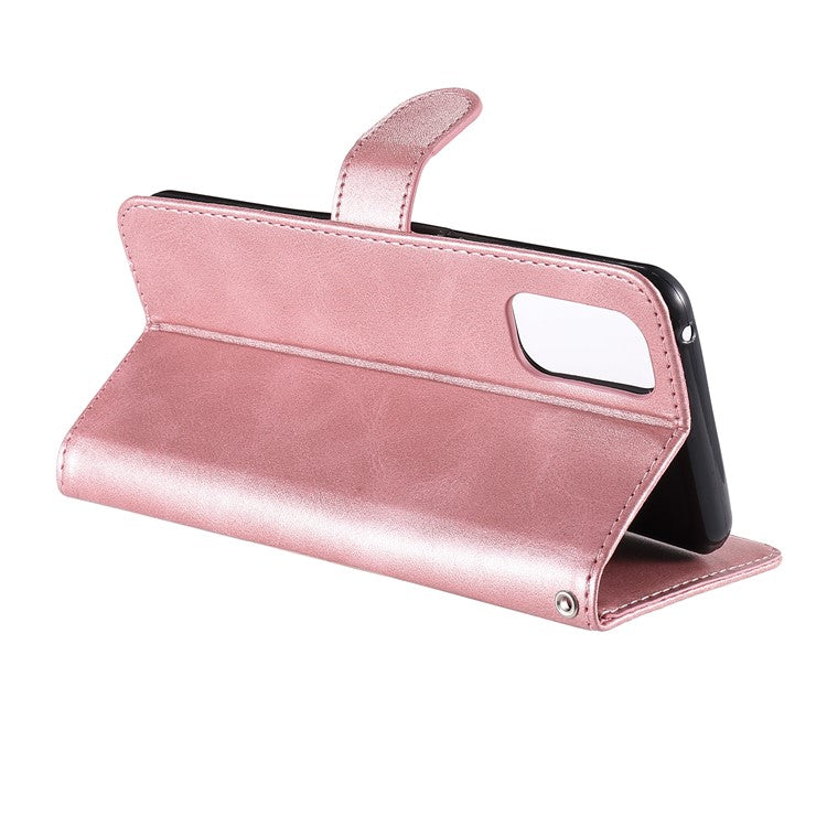 Zipper Pocket Leather Wallet Stand Case for Realme 7 Pro - Rose Gold