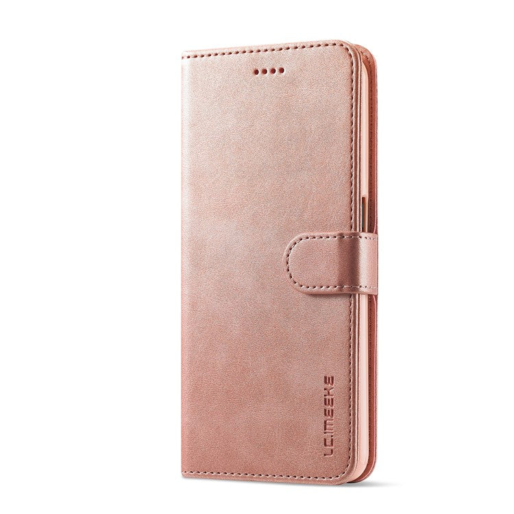 LC.IMEEKE Strong Auto-Absorbed Business Style Leather Phone Cover Shell for Oppo Reno4 Z 5G / Oppo A92s - Rose Gold
