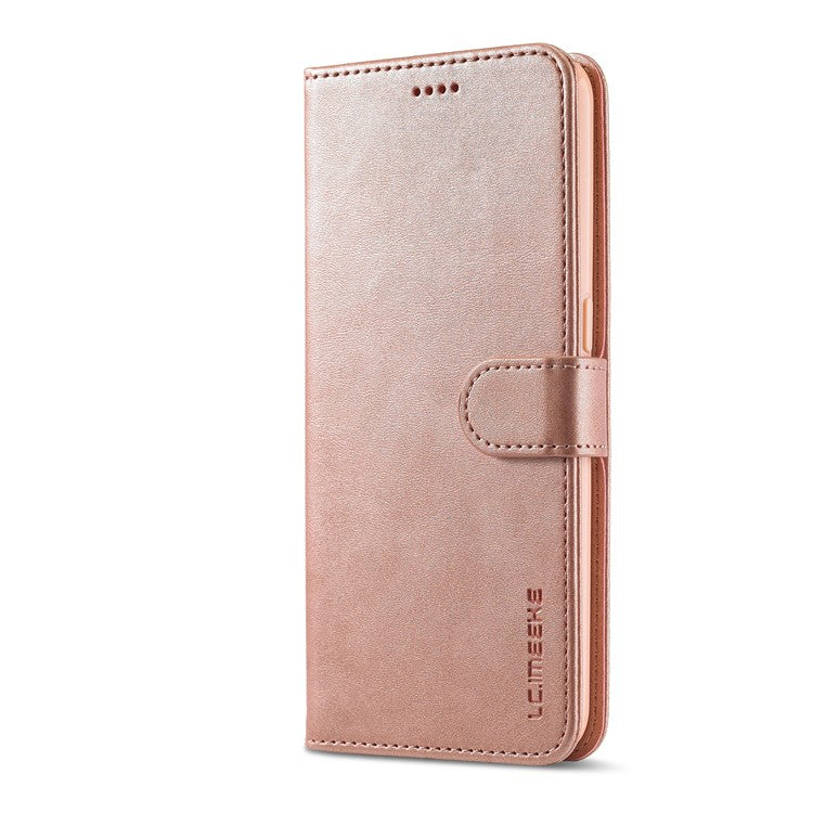 LC.IMEEKE Wallet Stand Leather Shell Cell Phone Cover Case for Oppo A32 (2020) / A33 (2020) / A53 (2020) / A53s - Rose Gold