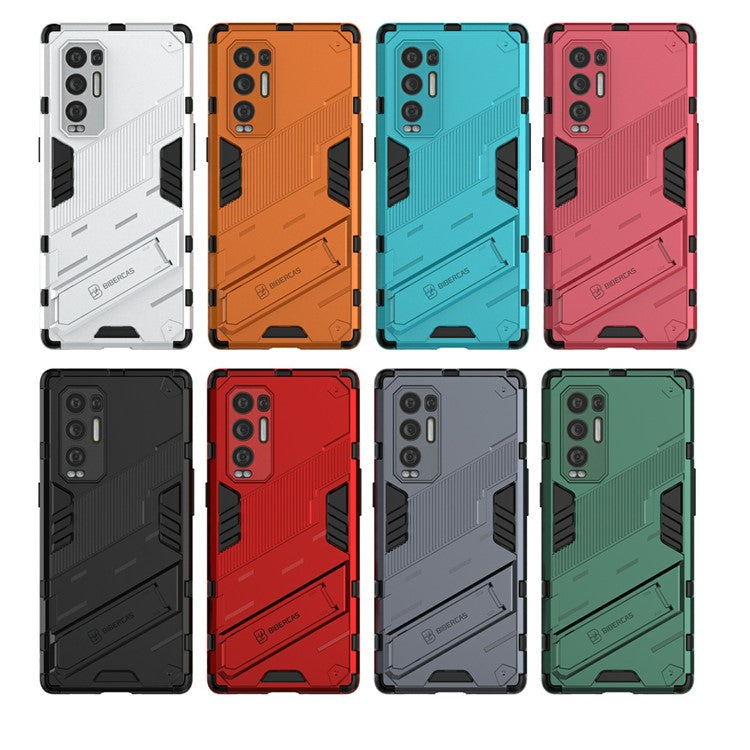PC + TPU Hybrid Phone Case Back Cover Protector with Kickstand for Oppo Reno5 Pro+ 5G - Dark Blue