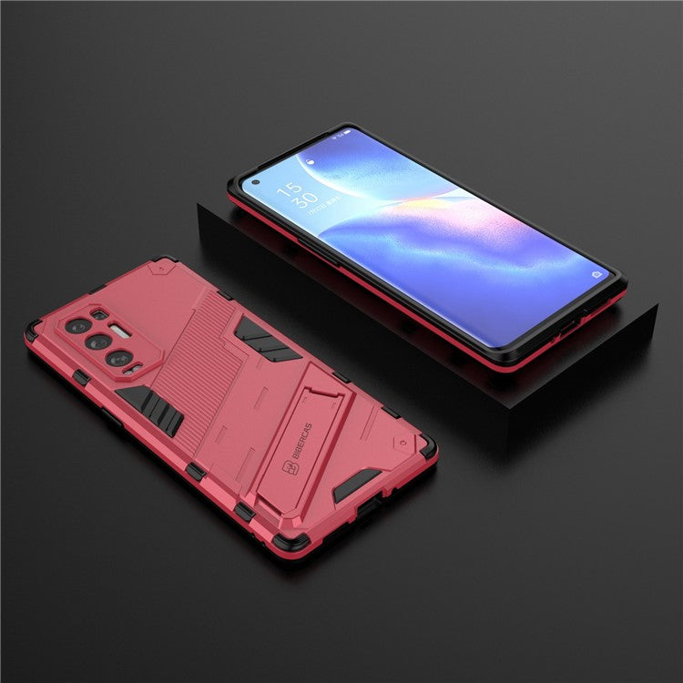 PC + TPU Hybrid Phone Case Back Cover Protector with Kickstand for Oppo Reno5 Pro+ 5G - Rose