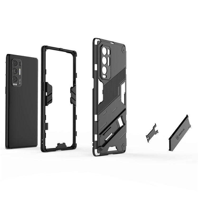 PC + TPU Hybrid Phone Case Back Cover Protector with Kickstand for Oppo Reno5 Pro+ 5G - Baby Blue