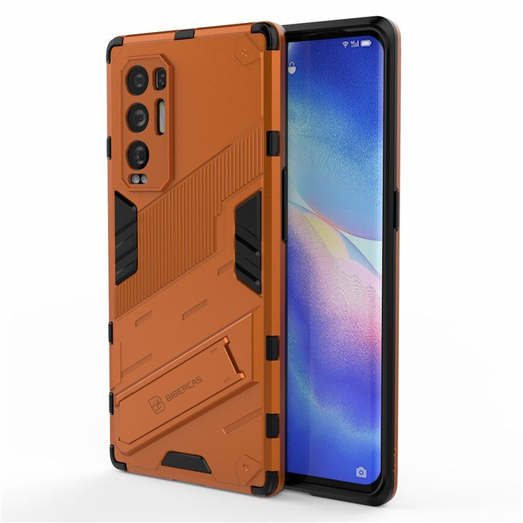 PC + TPU Hybrid Phone Case Back Cover Protector with Kickstand for Oppo Reno5 Pro+ 5G - Orange