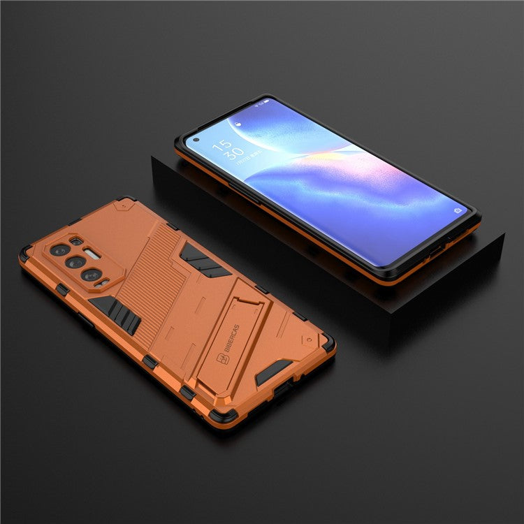 PC + TPU Hybrid Phone Case Back Cover Protector with Kickstand for Oppo Reno5 Pro+ 5G - Orange