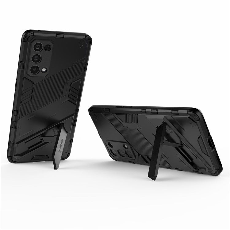 Shockproof PC + TPU Hybrid Phone Case Cover with Kickstand for Oppo Reno5 Pro 5G - Black