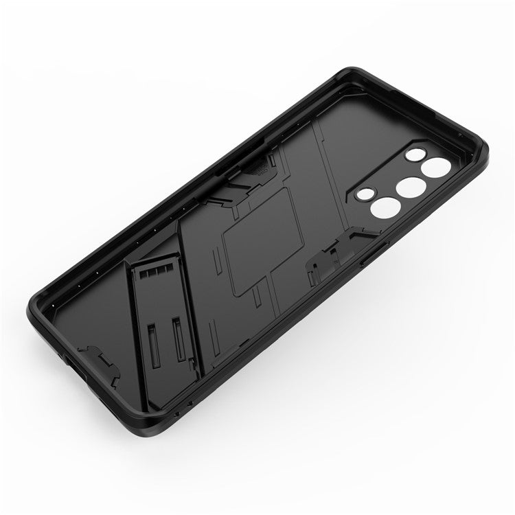 Shockproof PC + TPU Hybrid Phone Case Cover with Kickstand for Oppo Reno5 Pro 5G - Black