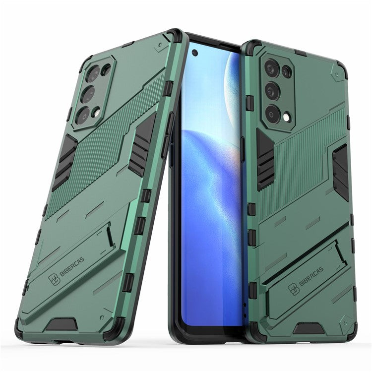 Shockproof PC + TPU Hybrid Phone Case Cover with Kickstand for Oppo Reno5 Pro 5G - Green