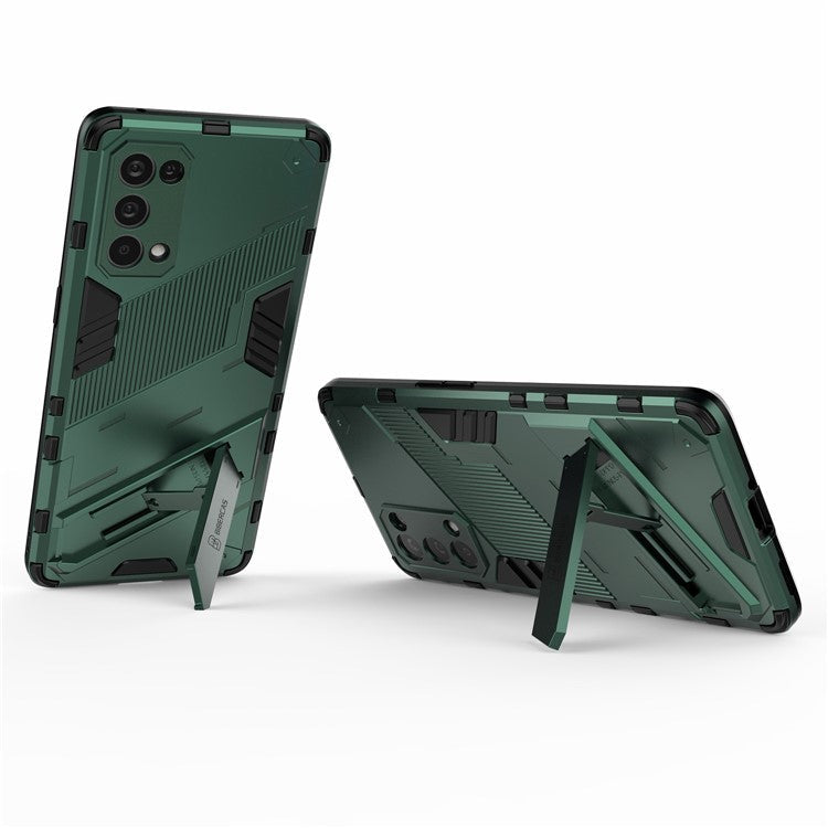 Shockproof PC + TPU Hybrid Phone Case Cover with Kickstand for Oppo Reno5 Pro 5G - Green