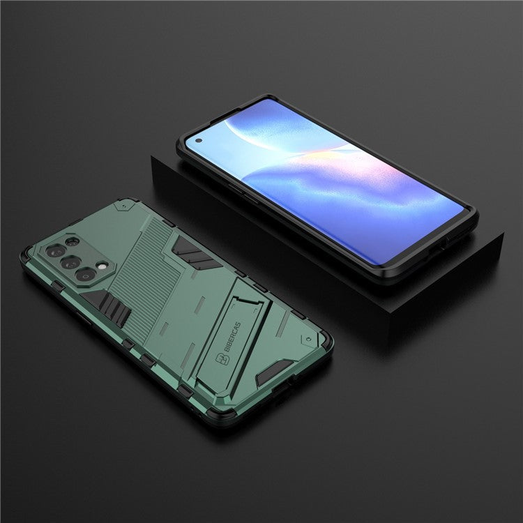 Shockproof PC + TPU Hybrid Phone Case Cover with Kickstand for Oppo Reno5 Pro 5G - Green