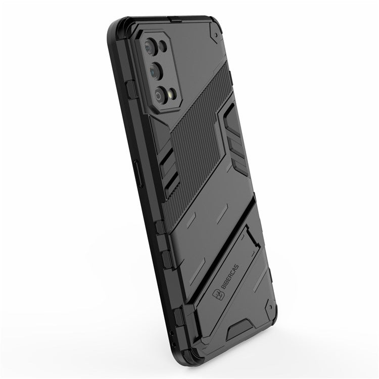 Shockproof PC + TPU Hybrid Phone Case Cover with Kickstand for Realme 7 Pro - Black