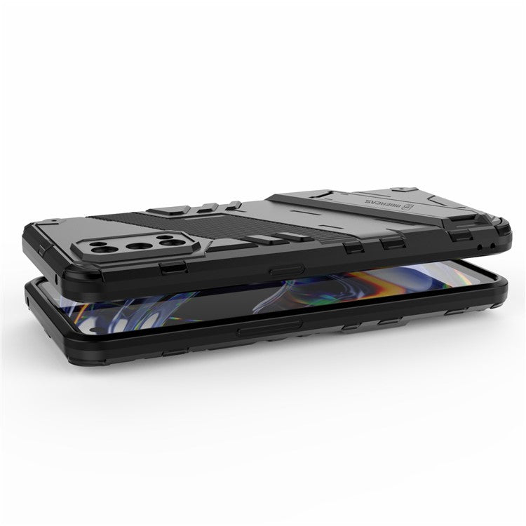 Shockproof PC + TPU Hybrid Phone Case Cover with Kickstand for Realme 7 Pro - Black
