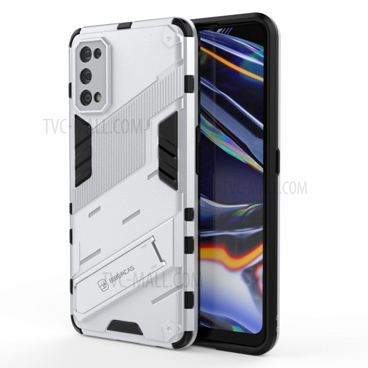 Shockproof PC + TPU Hybrid Phone Case Cover with Kickstand for Realme 7 Pro - White
