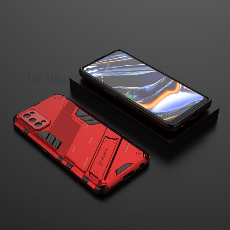 Shockproof PC + TPU Hybrid Phone Case Cover with Kickstand for Realme 7 Pro - Red