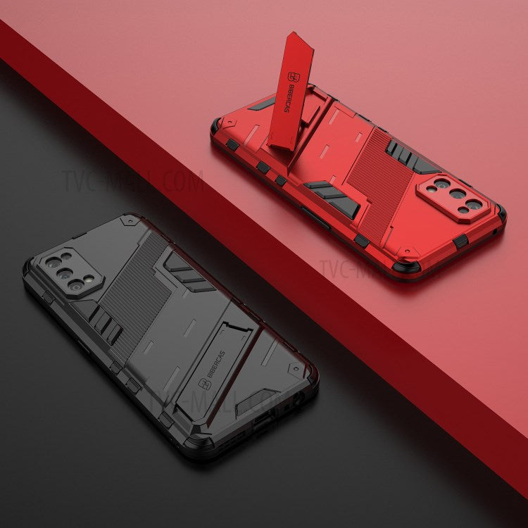 Shockproof PC + TPU Hybrid Phone Case Cover with Kickstand for Realme 7 Pro - Red