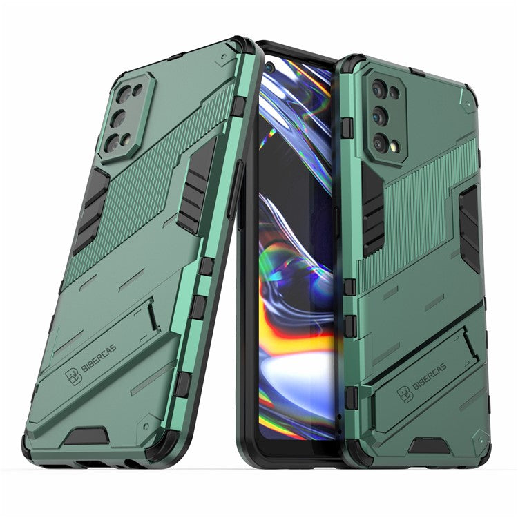 Shockproof PC + TPU Hybrid Phone Case Cover with Kickstand for Realme 7 Pro - Green