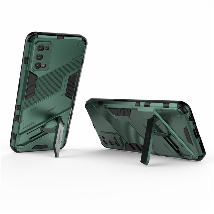 Shockproof PC + TPU Hybrid Phone Case Cover with Kickstand for Realme 7 Pro - Green