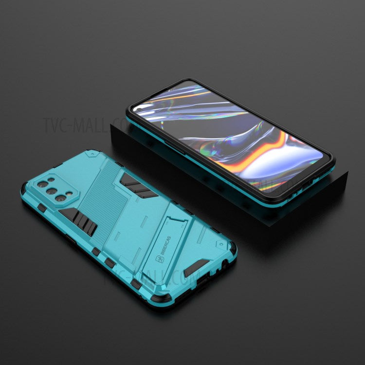 Shockproof PC + TPU Hybrid Phone Case Cover with Kickstand for Realme 7 Pro - Baby Blue