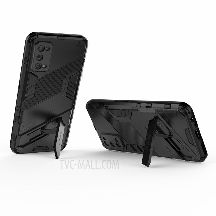 Shockproof PC + TPU Hybrid Phone Case Cover with Kickstand for Realme 7 Pro - Baby Blue
