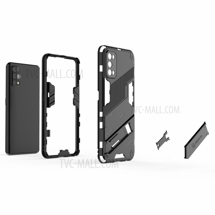 Shockproof PC + TPU Hybrid Phone Case Cover with Kickstand for Realme 7 Pro - Baby Blue