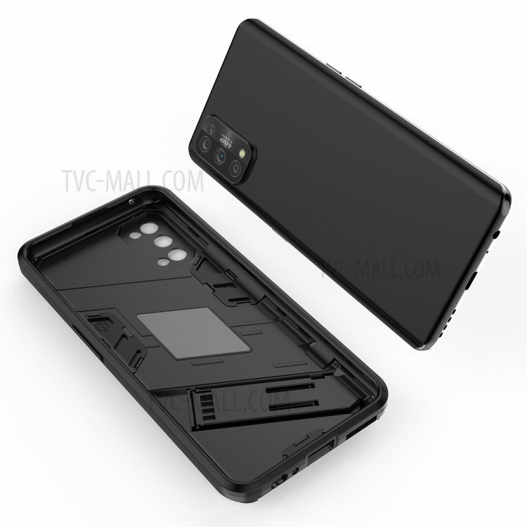 Shockproof PC + TPU Hybrid Phone Case Cover with Kickstand for Realme 7 Pro - Baby Blue