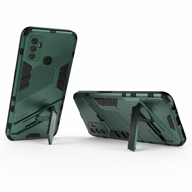 Shockproof PC + TPU Hybrid Phone Case Cover with Kickstand for Oppo A53 4G - Green