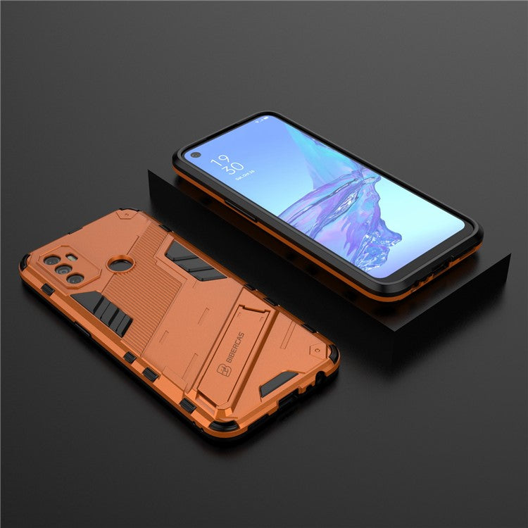 Shockproof PC + TPU Hybrid Phone Case Cover with Kickstand for Oppo A53 4G - Orange