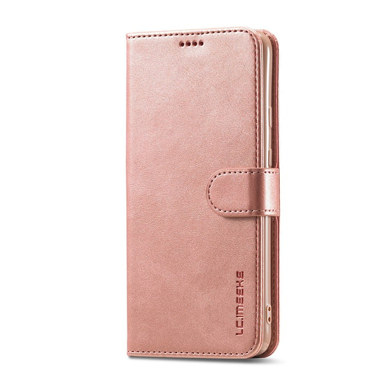 LC.IMEEKE Wallet Stand Leather Shell Phone Cover Case for OPPO A15 / A15s - Rose Gold