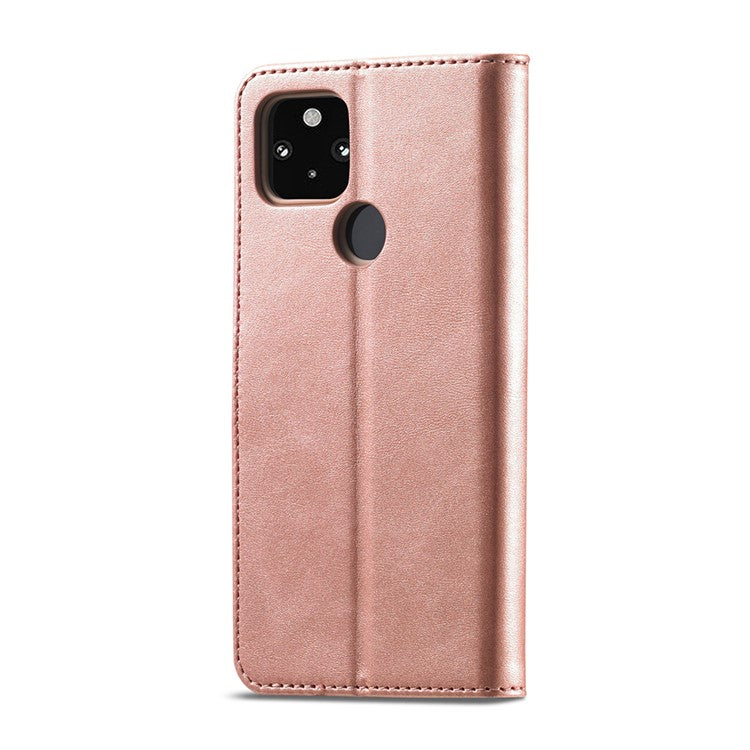 LC.IMEEKE Wallet Stand Leather Shell Phone Cover Case for OPPO A15 / A15s - Rose Gold