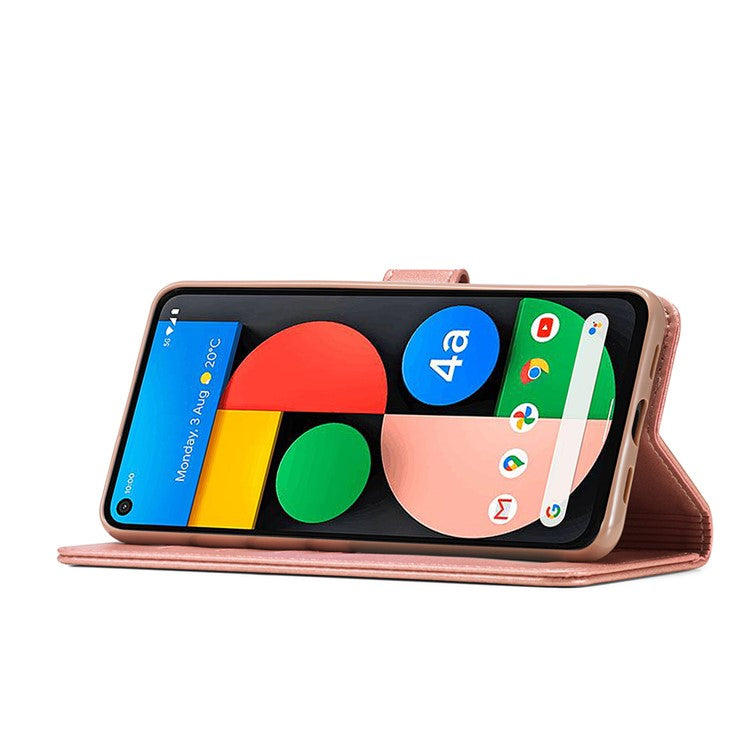 LC.IMEEKE Wallet Stand Leather Shell Phone Cover Case for OPPO A15 / A15s - Rose Gold