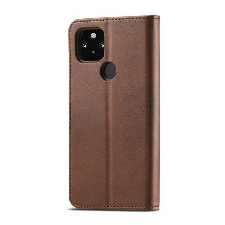 LC.IMEEKE Wallet Stand Leather Shell Phone Cover Case for OPPO A15 / A15s - Brown