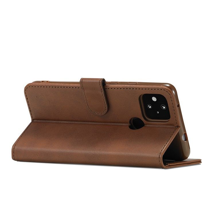 LC.IMEEKE Wallet Stand Leather Shell Phone Cover Case for OPPO A15 / A15s - Brown