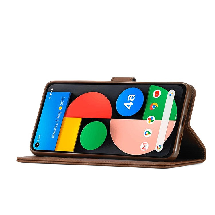 LC.IMEEKE Wallet Stand Leather Shell Phone Cover Case for OPPO A15 / A15s - Brown