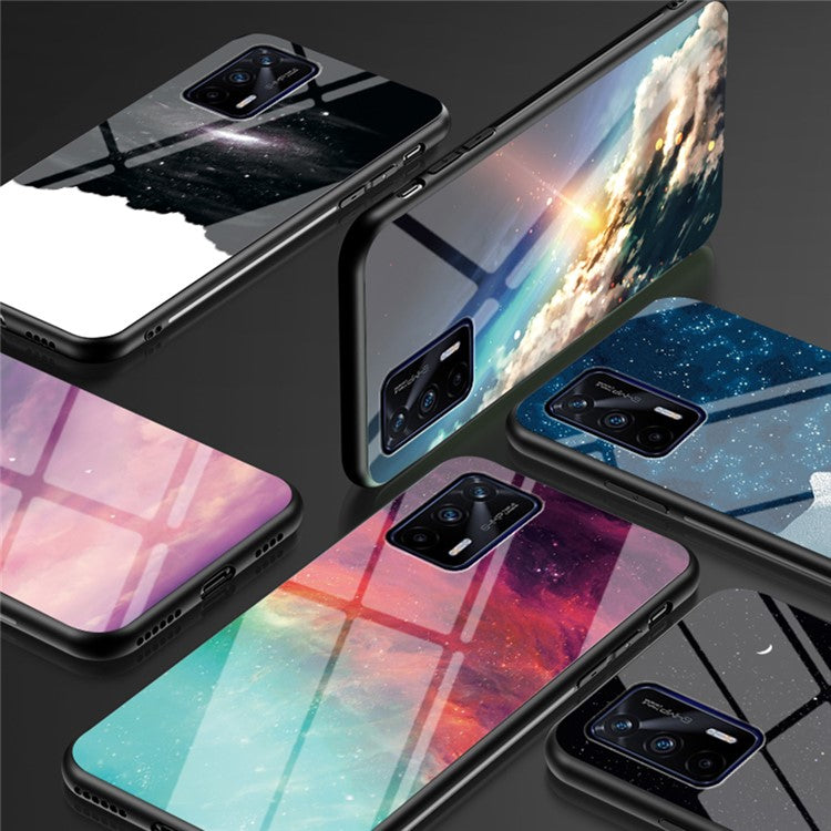Starry Sky Pattern Tempered Glass Anti-Scratch Hybrid Cell Phone Case for Realme GT 5G - Color Sky