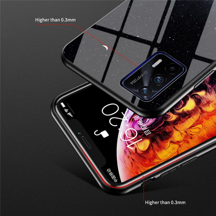 Starry Sky Pattern Tempered Glass Anti-Scratch Hybrid Cell Phone Case for Realme GT 5G - Black Starry