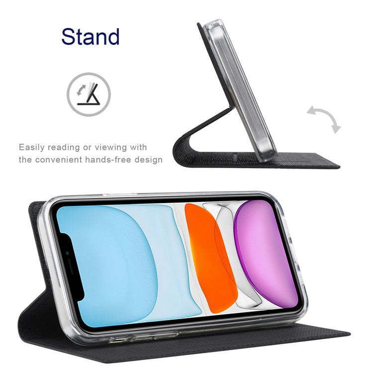 VILI DMX Series Card Holder Design Leather Stand Phone Cover Case for Oppo Find X3 Pro - Black