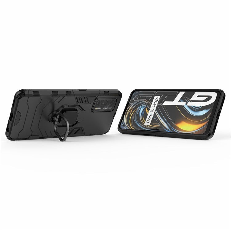 Cool Guard PC + TPU Combo Hybrid Phone Cover Case with Kickstand for Realme GT 5G - Black